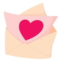 Envelope with pink valentine heart icon vector