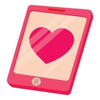 Smartphone with heart icon, cartoon style vector