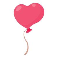 Heart shaped pink balloon icon, cartoon style vector