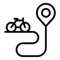 vector de contorno de icono de ruta de alquiler de bicicletas. ciudad publica