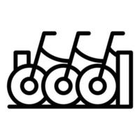 vector de contorno de icono de estación de bicicleta compartida. transporte público