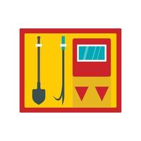 Fire shield with fire extinguishing tools icon vector