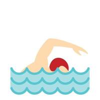 nadador arrastrándose en el icono de la piscina, estilo plano vector