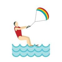 Kitesurfing icon, flat style vector