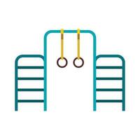 anillos de gimnasia e icono de escalera, estilo plano vector