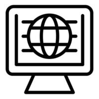 vector de contorno de icono de página web global. sistema de servidor