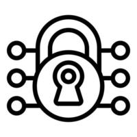 Digital padlock icon outline vector. Server system vector