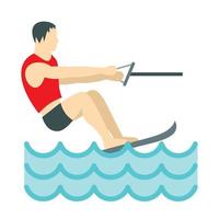 Water skiing icon, flat style vector