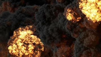långsam rörelse särskild effekt av en stor realistisk brand explosion på en svart bakgrund video