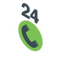 24 hour call support icon isometric vector. Customer chat vector