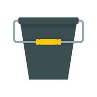 Black bucket icon, flat style vector