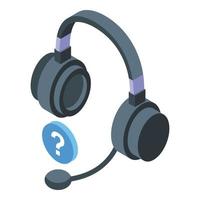 Headset support call icon isometric vector. Customer service vector