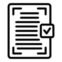 Check document icon outline vector. Credit form vector