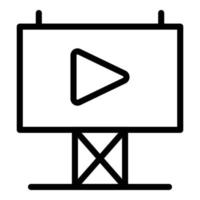 vector de contorno de icono de banner de película de vídeo. pantalla de cine