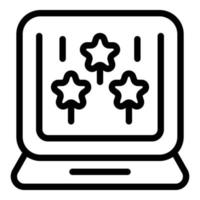 Delight laptop icon outline vector. Happy person vector