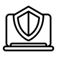 Laptop security icon outline vector. School police vector