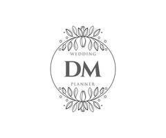 colección de logotipos de monograma de boda con letras iniciales dm, plantillas florales y minimalistas modernas dibujadas a mano para tarjetas de invitación, guardar la fecha, identidad elegante para restaurante, boutique, café en vector