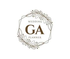 colección de logotipos de monograma de boda con letras iniciales de ga, plantillas florales y minimalistas modernas dibujadas a mano para tarjetas de invitación, guardar la fecha, identidad elegante para restaurante, boutique, café en vectores