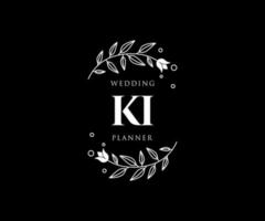 colección de logotipos de monograma de boda con letras iniciales ki, plantillas florales y minimalistas modernas dibujadas a mano para tarjetas de invitación, guardar la fecha, identidad elegante para restaurante, boutique, café en vector