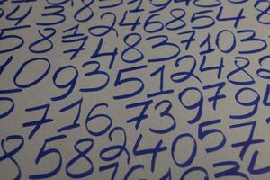 Colorful wooden numbers background. Numbers texture abstraction. Global economy crisis concept. Finance data pattern. photo