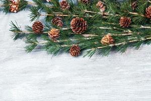 New Year or New Year's Eve background with fir branch with cones. The year 2023 is coming. photo