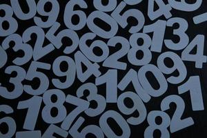 Colorful wooden numbers background. Numbers texture abstraction. Global economy crisis concept. Finance data pattern. photo