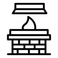 vector de contorno de icono de chimenea de ladrillo. horno ardiendo
