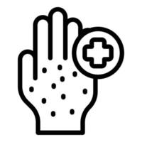 vector de contorno de icono de problema de piel de mano. tratamiento de salud