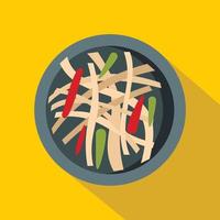 Asian salad icon, flat style vector