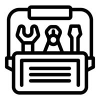 Wrench box icon outline vector. Open kit vector