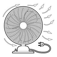 Fan icon, outline style vector