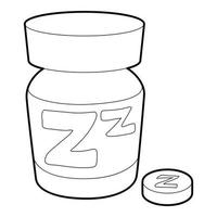 Sleeping pill icon, outline style vector