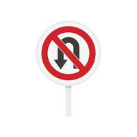 No U turn traffic sign icon, flat style vector