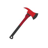 Red firefighter axe icon, flat style vector