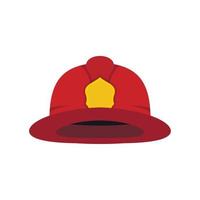 icono de casco de bombero rojo, estilo plano vector