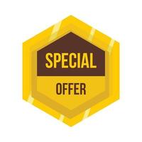 Golden special offer label icon, flat style vector