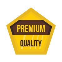 Golden premium quality label icon, flat style vector