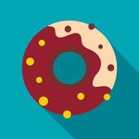 icono de donut de chocolate, estilo plano vector