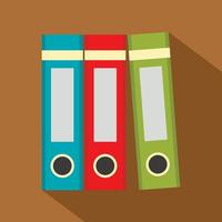 Red, green, blue office folders icon, flat style vector