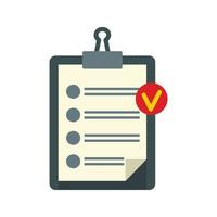 Clipboard with checklist icon, flat style vector