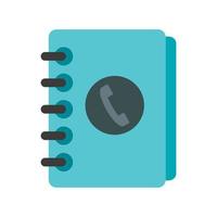 Blue address book icon, flat style vector