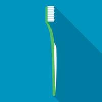 icono de cepillo de dientes verde, estilo plano vector
