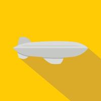 Gray blimp aircraft flying icon, flat style vector
