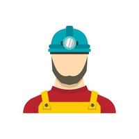 Male miner icon, flat style vector