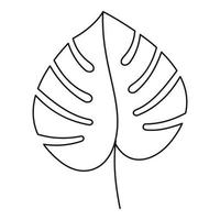 icono de hoja de monstera, estilo de esquema vector