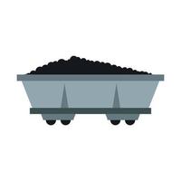 Coal trolley icon, flat style vector