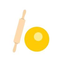 Dough and rolling pin icon, flat style vector