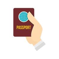 icono de pasaporte, tipo plano vector