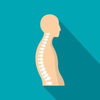 icono de la columna vertebral humana, estilo plano vector