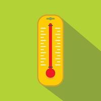 Yellow thermometer icon, flat style